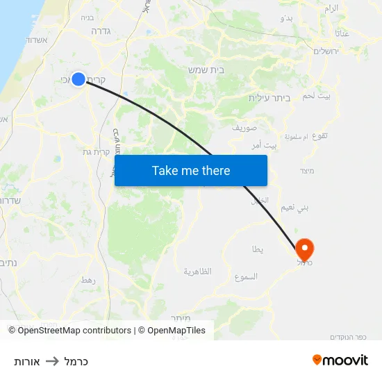 אורות to כרמל map