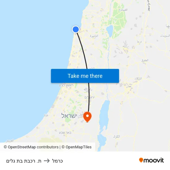 ת. רכבת בת גלים to כרמל map