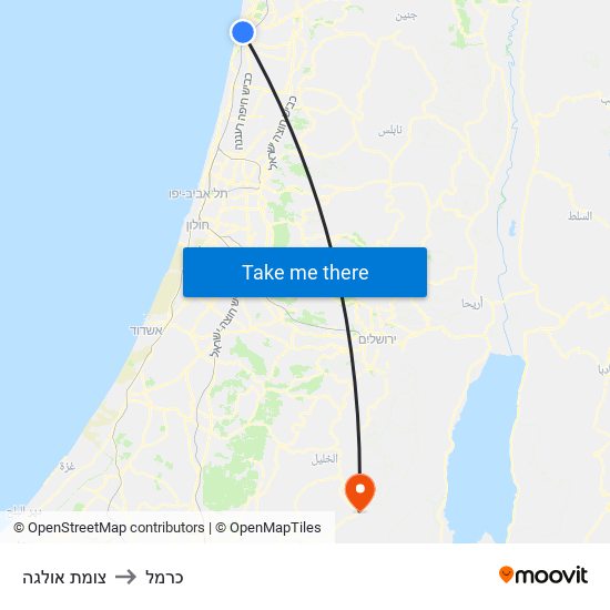 צומת אולגה to כרמל map