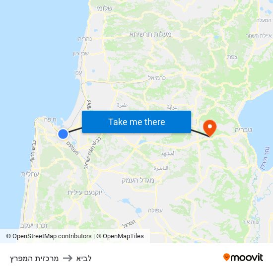 מרכזית המפרץ to לביא map