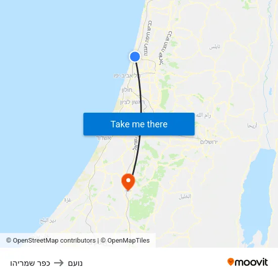 כפר שמריהו to נועם map