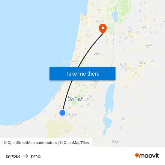 אופקים to נורית map