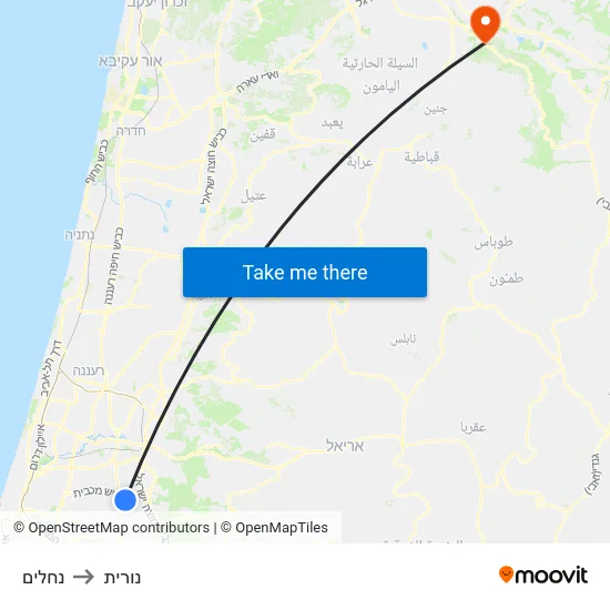 נחלים to נורית map