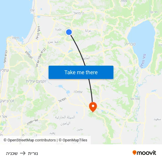 שכניה to נורית map