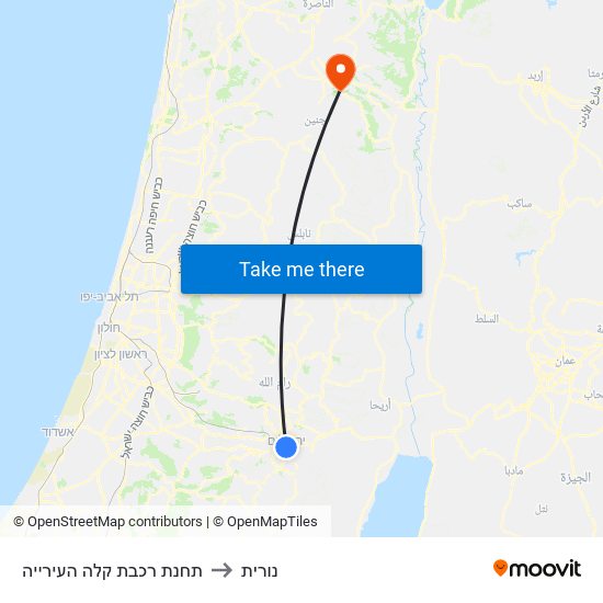 תחנת רכבת קלה העירייה to נורית map