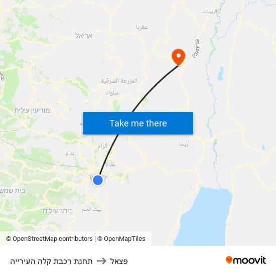 תחנת רכבת קלה העירייה to פצאל map