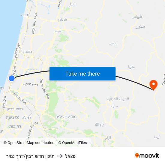 תיכון חדש רבין/דרך נמיר to פצאל map