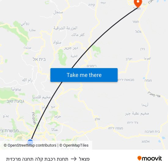 תחנת רכבת קלה תחנה מרכזית to פצאל map