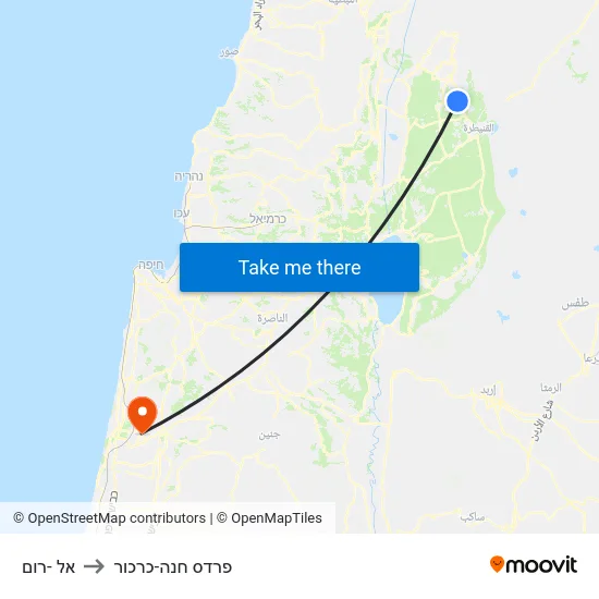 אל -רום to פרדס חנה-כרכור map