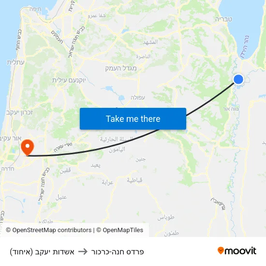 אשדות יעקב (איחוד) to פרדס חנה-כרכור map