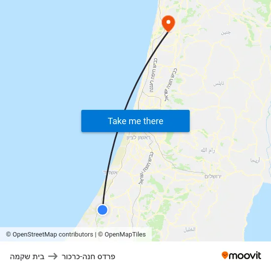 בית שקמה to פרדס חנה-כרכור map