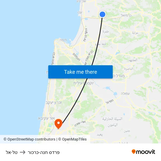 טל-אל to פרדס חנה-כרכור map