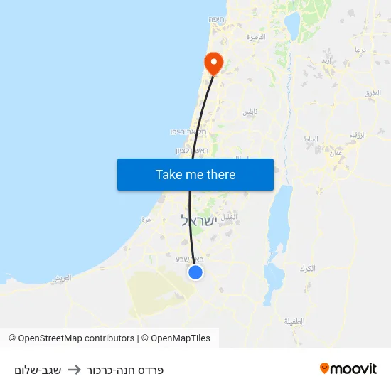 שגב-שלום to פרדס חנה-כרכור map