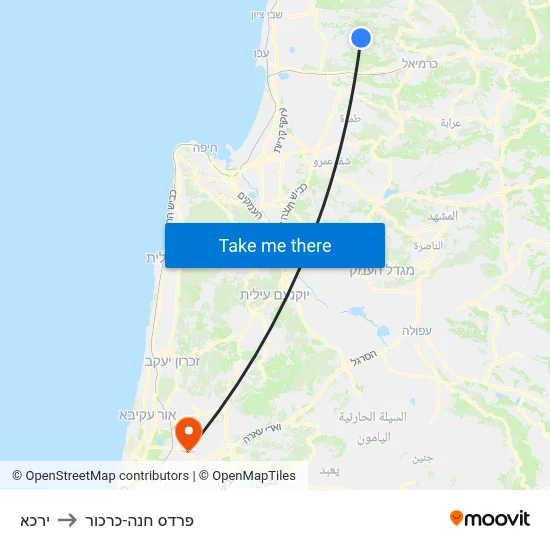 ירכא to פרדס חנה-כרכור map