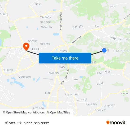 בסמ"ה to פרדס חנה-כרכור map