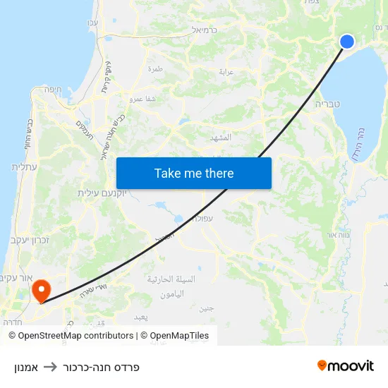 אמנון to פרדס חנה-כרכור map
