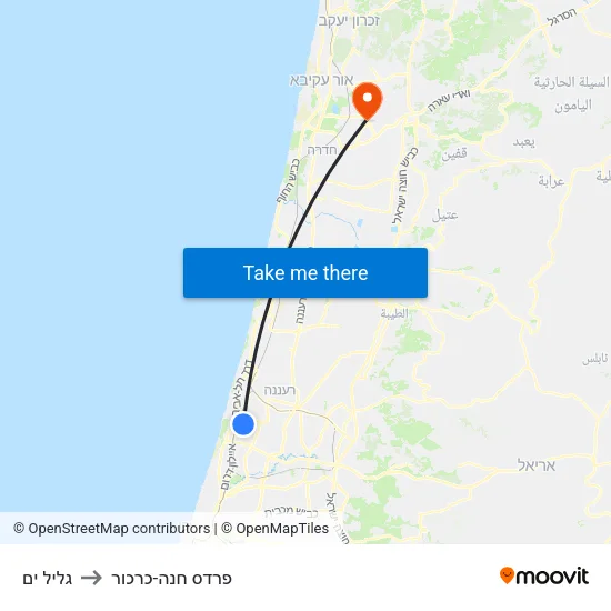 גליל ים to פרדס חנה-כרכור map