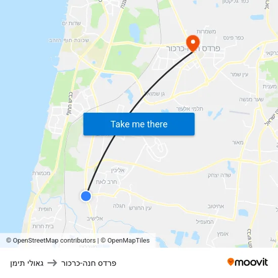 גאולי תימן to פרדס חנה-כרכור map