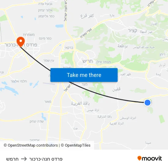 חרמש to פרדס חנה-כרכור map