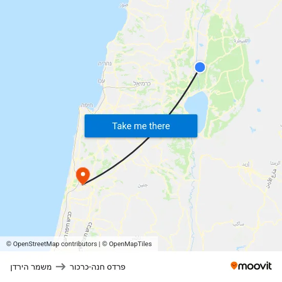 משמר הירדן to פרדס חנה-כרכור map