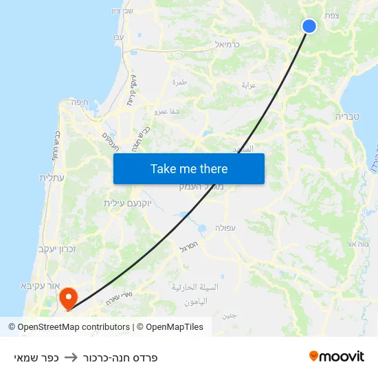 כפר שמאי to פרדס חנה-כרכור map
