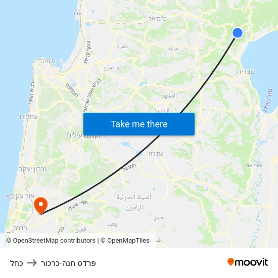 כחל to פרדס חנה-כרכור map