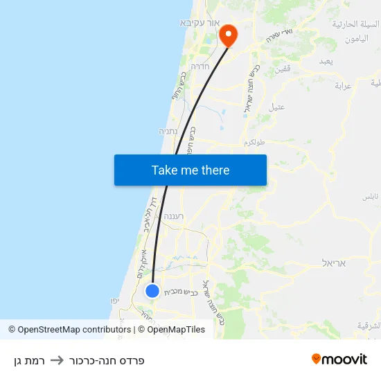 רמת גן to פרדס חנה-כרכור map