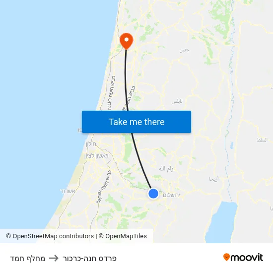 מחלף חמד to פרדס חנה-כרכור map