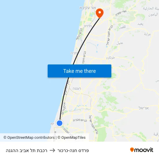 רכבת תל אביב ההגנה to פרדס חנה-כרכור map