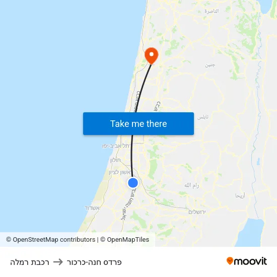 רכבת רמלה to פרדס חנה-כרכור map