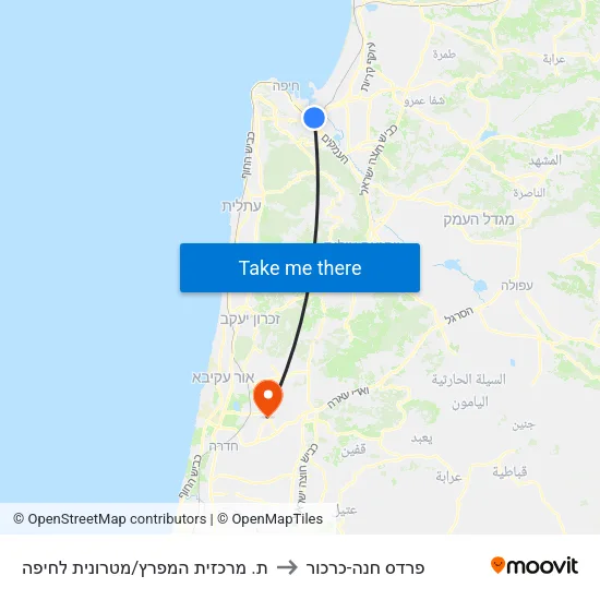 ת. מרכזית המפרץ/מטרונית לחיפה to פרדס חנה-כרכור map
