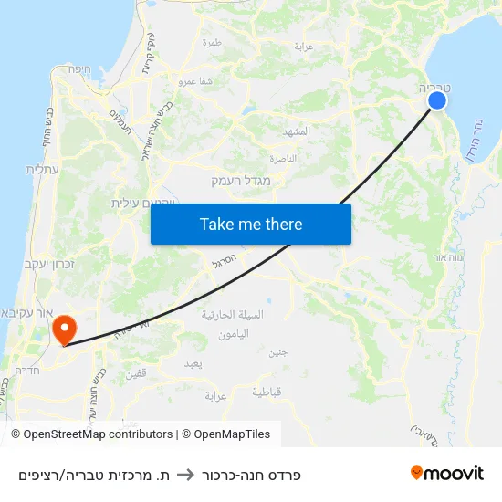 ת. מרכזית טבריה/רציפים to פרדס חנה-כרכור map