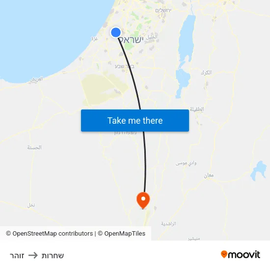 זוהר to שחרות map
