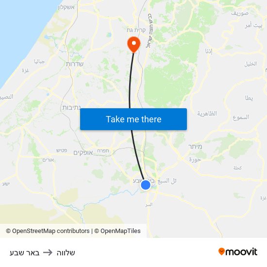 באר שבע to שלווה map