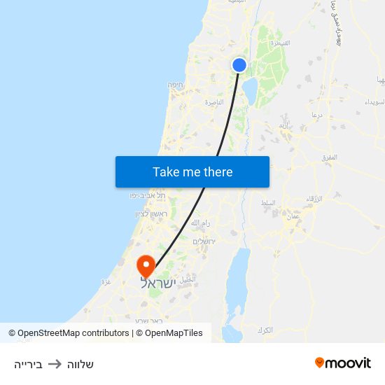 בירייה to שלווה map