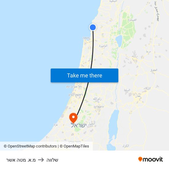 מ.א. מטה אשר to שלווה map