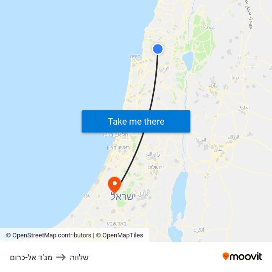 מג'ד אל-כרום to שלווה map