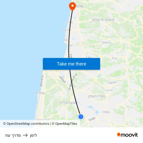 מדרך עוז to לימן map