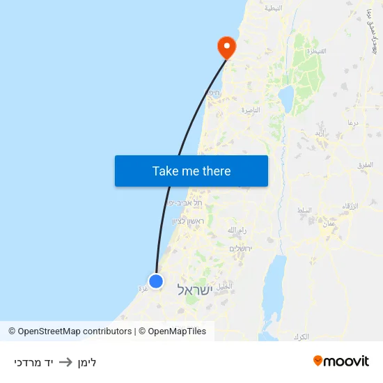 יד מרדכי to לימן map