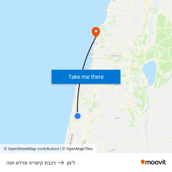 רכבת קיסריה פרדס חנה to לימן map