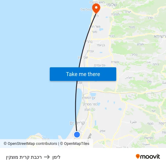 רכבת קרית מוצקין to לימן map