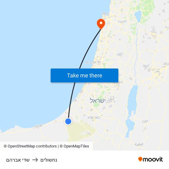 שדי אברהם to נחשולים map