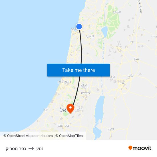 כפר מסריק to נטע map