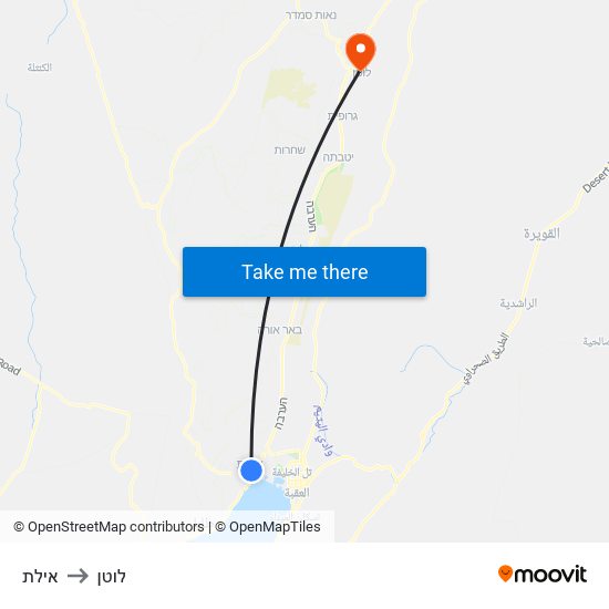 אילת to לוטן map