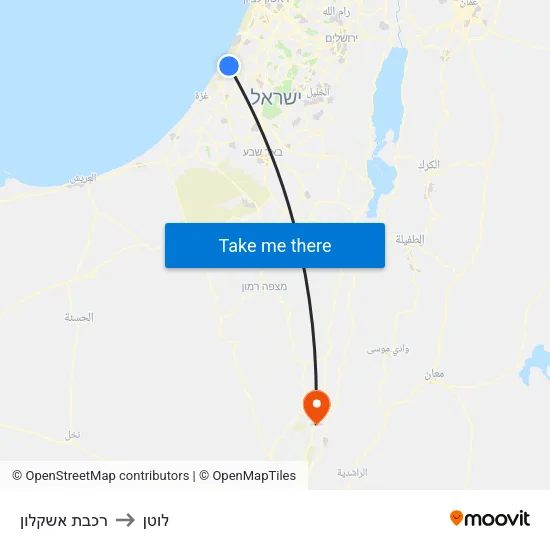 רכבת אשקלון to לוטן map