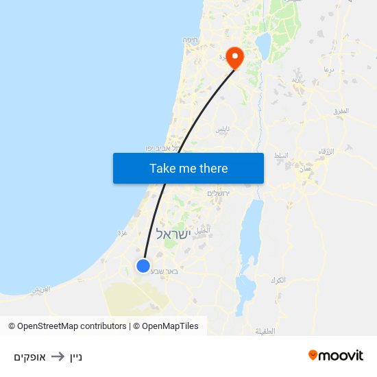 אופקים to ניין map