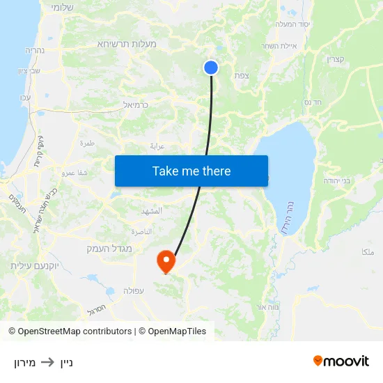 מירון to ניין map