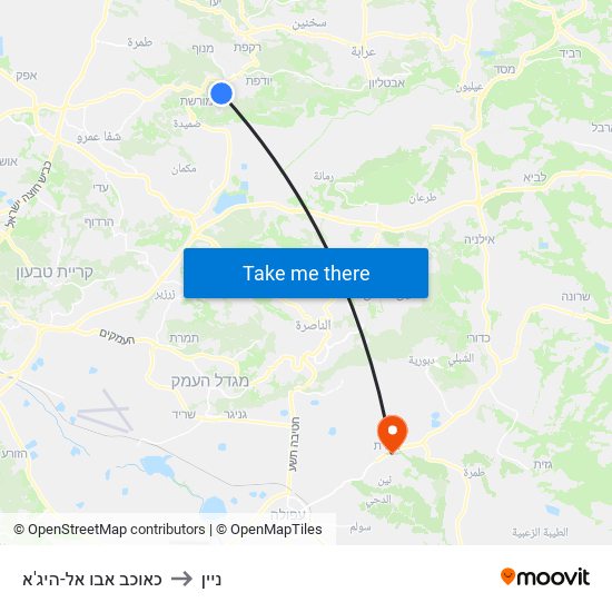 כאוכב אבו אל-היג'א to ניין map