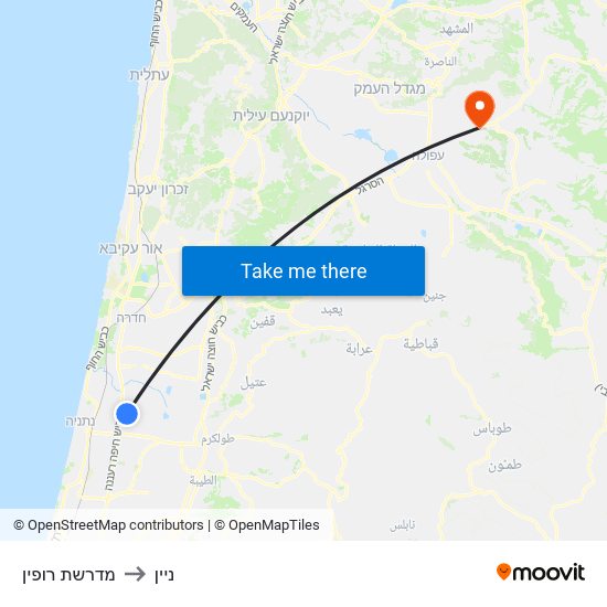 מדרשת רופין to ניין map