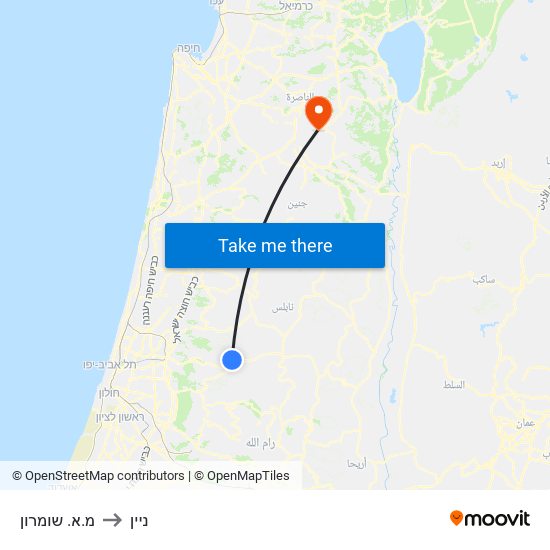 מ.א. שומרון to ניין map